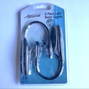 NEW HOMEMATE LED Book Lights Black 2pk w/ Batteries